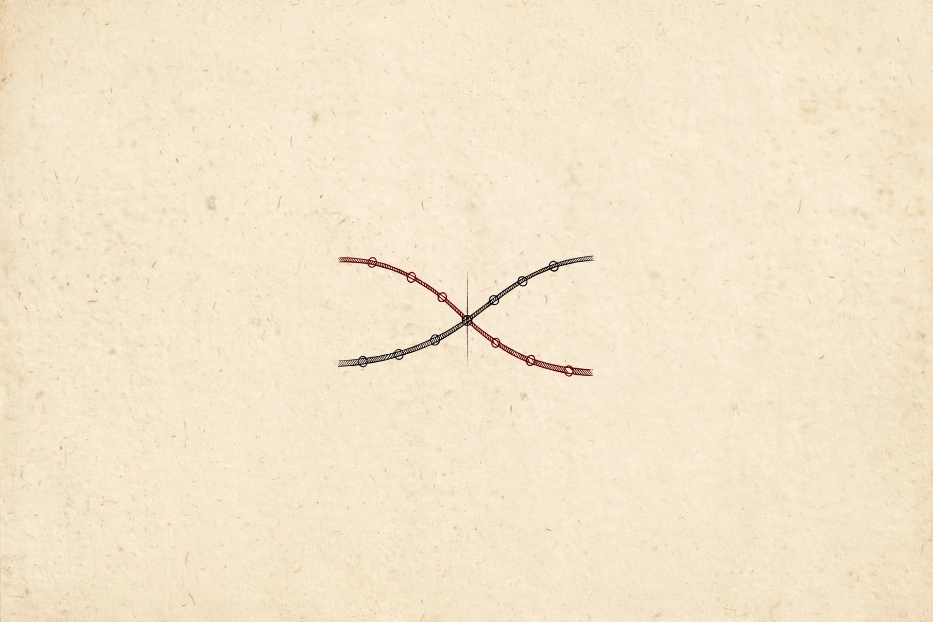 Ink illustration of two cost curves crossing, one black and one crimson.